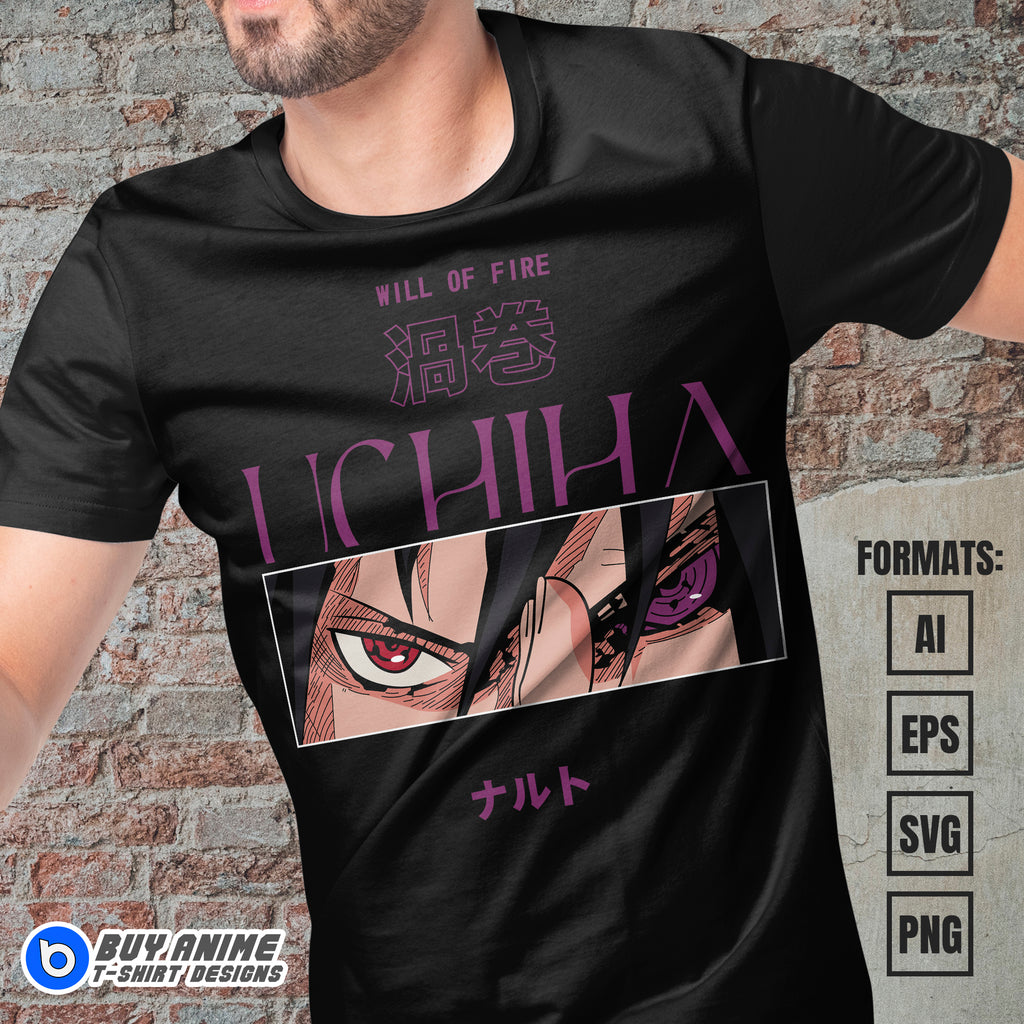 Premium Sasuke Uchiha Naruto Anime Vector T-shirt Design Template #6
