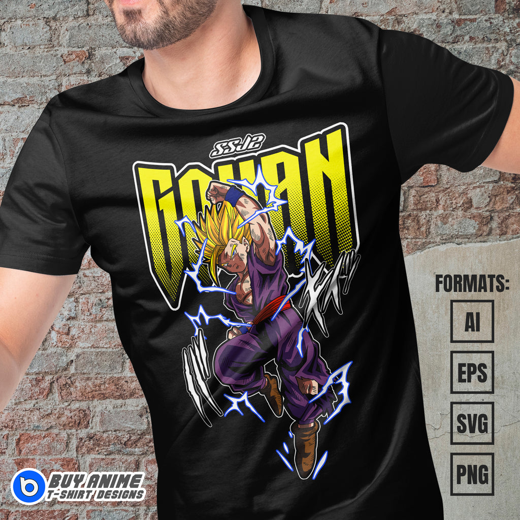 Premium Gohan SJJ Dragon Ball Anime Vector T-shirt Design Template #5