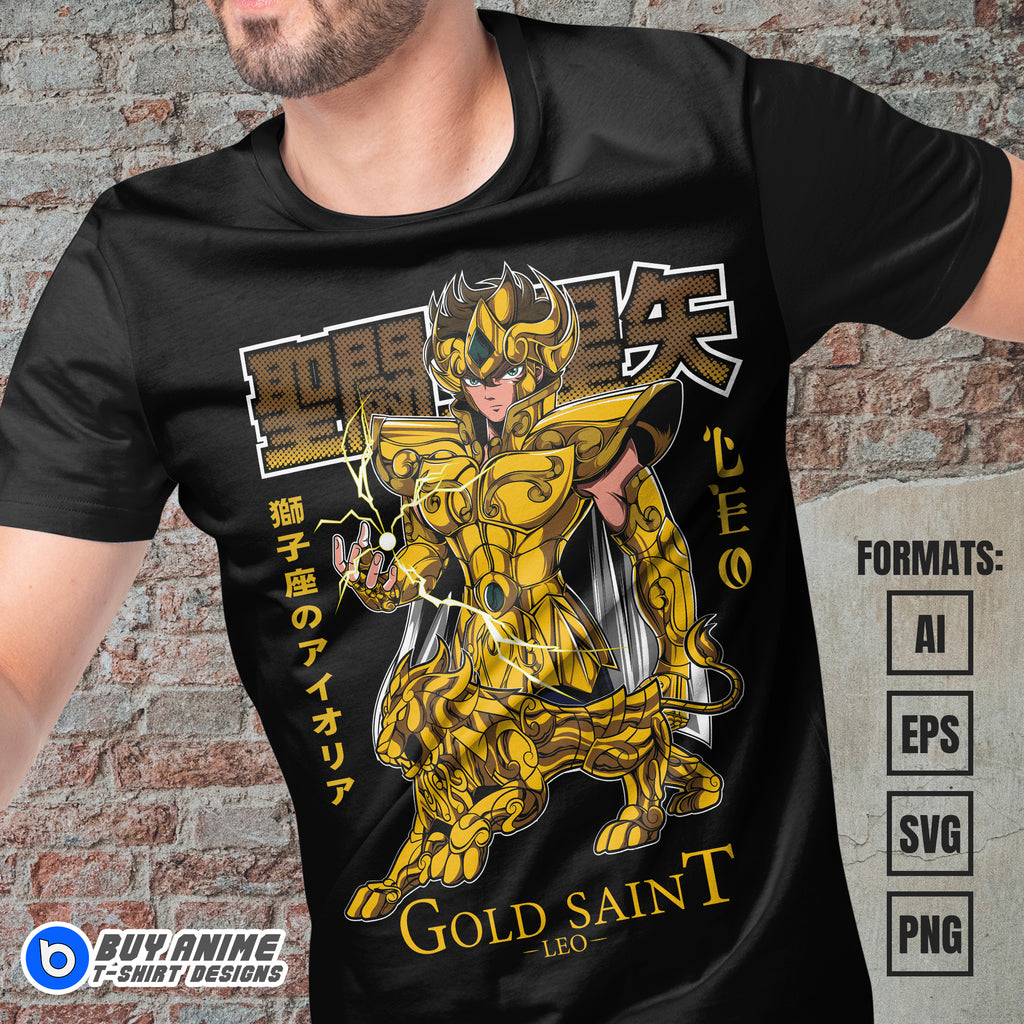 Premium Leo Aiolia Saint Seiya Anime Vector T-shirt Design Template