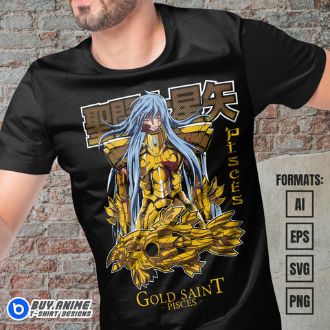 Premium Pisces Aphrodite Saint Seiya Anime Vector T-shirt Design Template