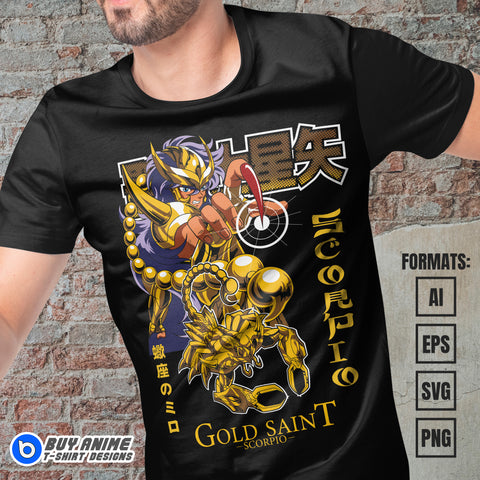 Premium Scorpio Milo Saint Seiya Anime Vector T-shirt Design Template