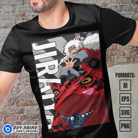 Premium Jiraiya Naruto Anime Vector T-shirt Design Template #4