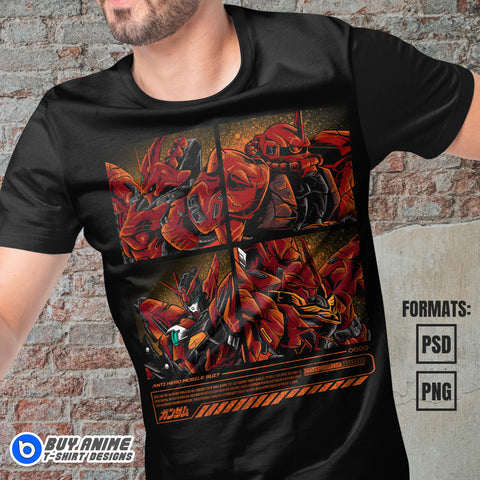 Premium Gundam Anime Vector T-shirt Design Template #3