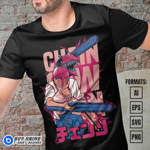 Premium Chainsaw Man Anime Vector T-shirt Design Template #6