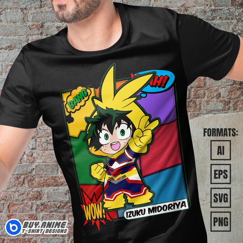 Premium Izuku Midoriya Chibi My Hero Academia Anime Vector T-shirt Design Template