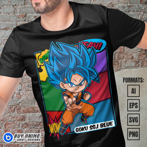 Premium Goku SSJ Blue Chibi Dragon Ball Vector T-shirt Design Template