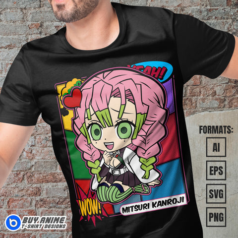 Premium Mitsuri Chibi Demon Slayer Anime Vector T-shirt Design Template