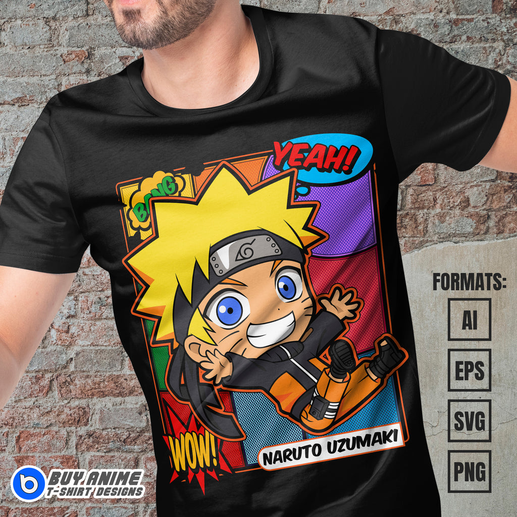Premium Naruto Uzumaki Chibi Anime Vector T-shirt Design Template