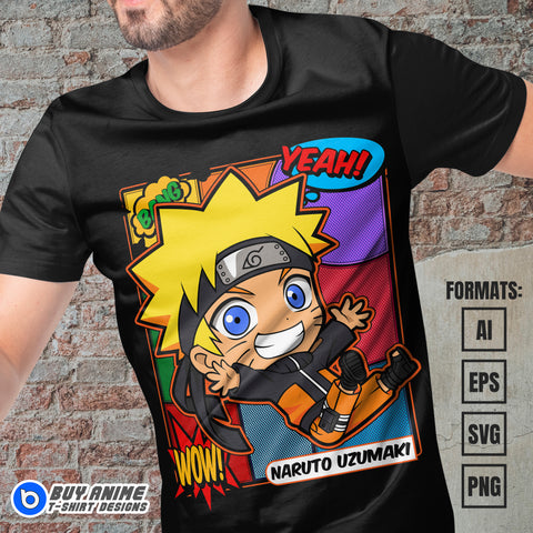 Premium Naruto Uzumaki Chibi Anime Vector T-shirt Design Template
