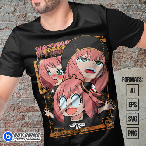 Premium Anya Forger Spy x Family Anime Vector T-shirt Design Template #12