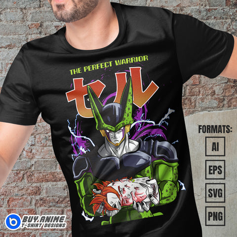 Premium Cell Dragon Ball Anime Vector T-shirt Design Template #8