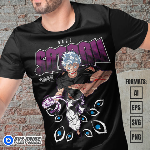 Premium Satoru Gojo Jujutsu Kaisen Anime Vector T-shirt Design Template #26