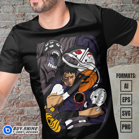 Premium Obito Uchiha Naruto Anime Vector T-shirt Design Template #9