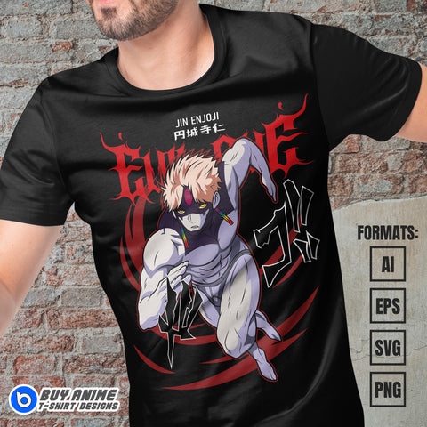 Premium Jin Enjoji Dandadan Anime Vector T-shirt Design Template