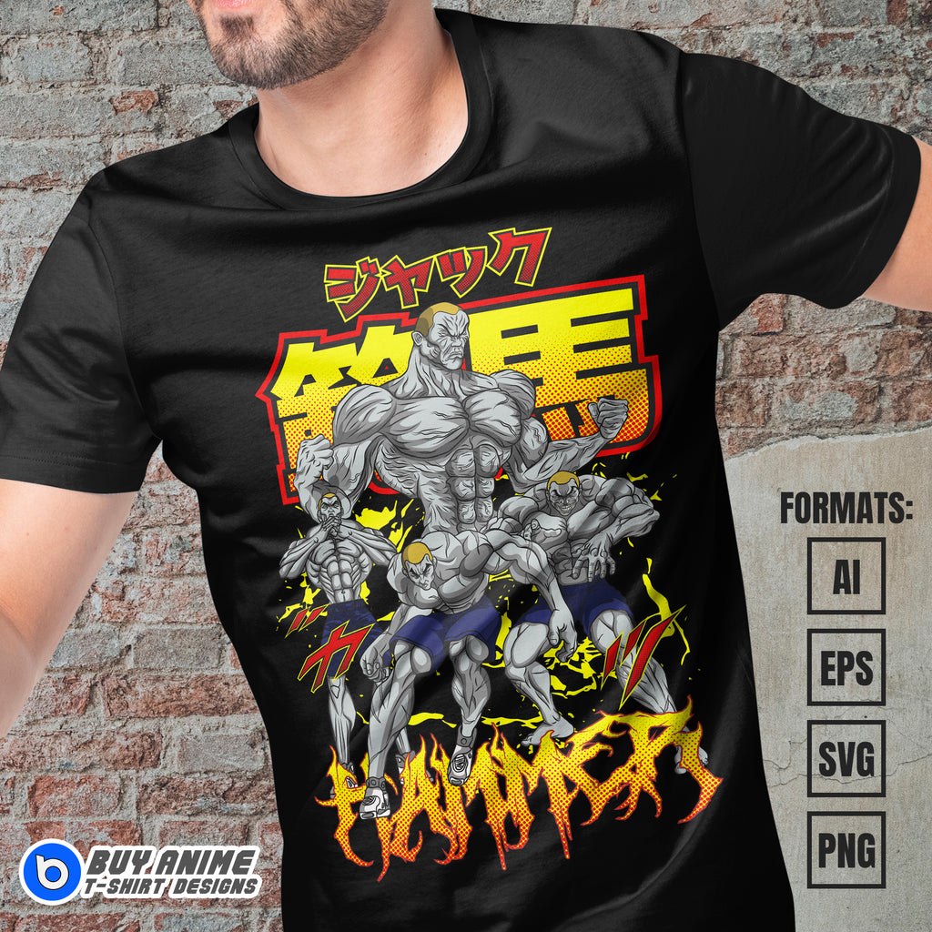 Premium Jack Hammer Baki Anime Vector T-shirt Design Template
