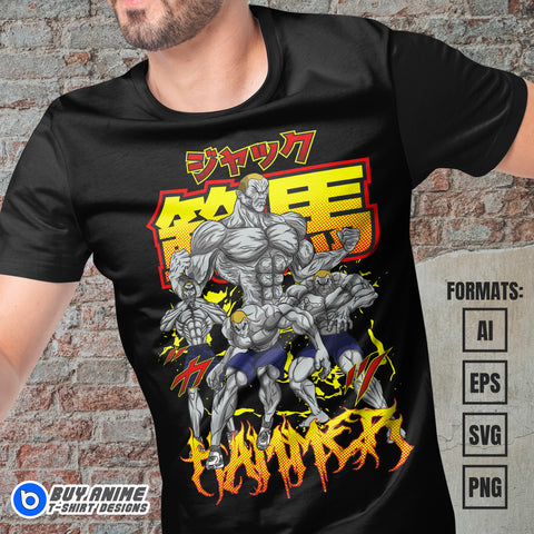 Premium Jack Hammer Baki Anime Vector T-shirt Design Template