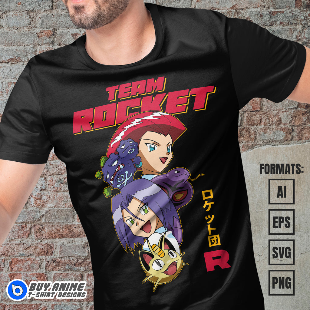 Premium Team Rocket Pokemon Anime Vector T-shirt Design Template #3