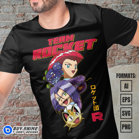 Premium Team Rocket Pokemon Anime Vector T-shirt Design Template #3