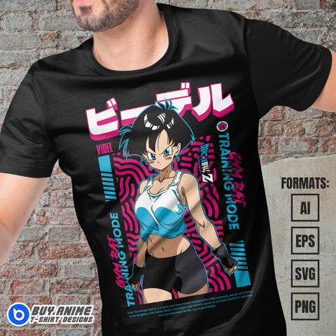 Premium Videl Dragon Ball Anime Vector T-shirt Design Template #2