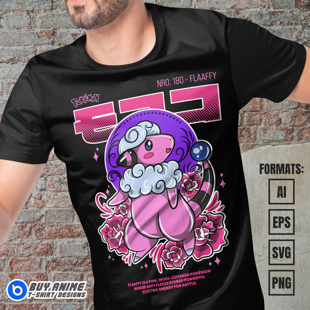 Premium Flaaffy Pokemon Anime Vector T-shirt Design Template