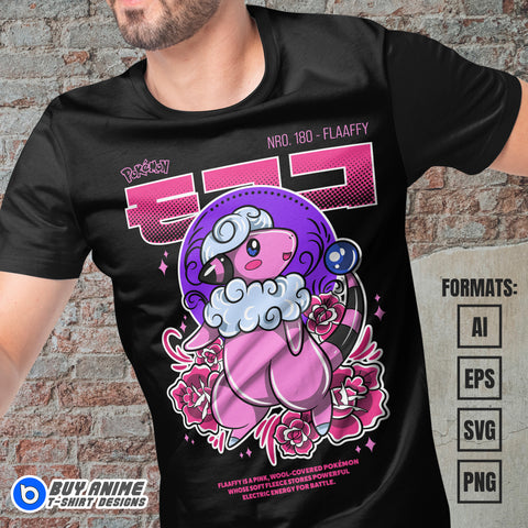 Premium Flaaffy Pokemon Anime Vector T-shirt Design Template