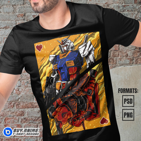 Premium Gundam Anime Vector T-shirt Design Template #6