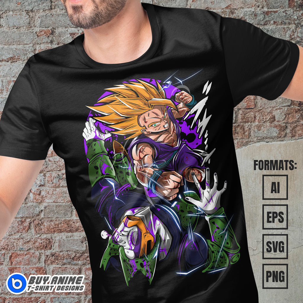 Premium Gohan x Cell Dragon Ball Anime Vector T-shirt Design Template #2