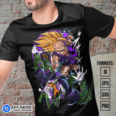 Premium Gohan x Cell Dragon Ball Anime Vector T-shirt Design Template #2