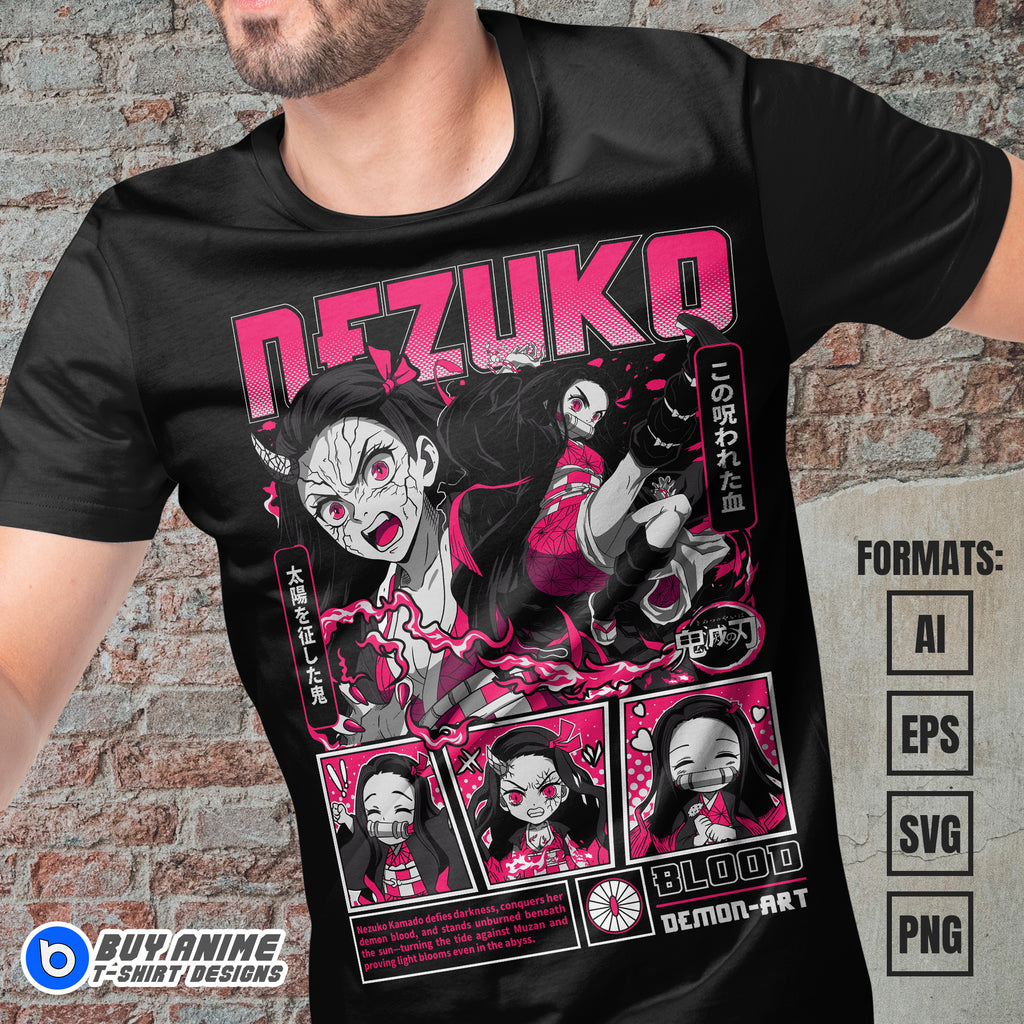 Premium Nezuko Kamado Demon Slayer Anime Vector T-shirt Design Template #17