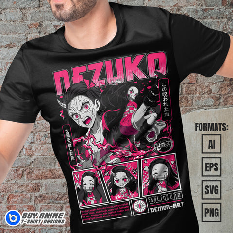 Premium Nezuko Kamado Demon Slayer Anime Vector T-shirt Design Template #17