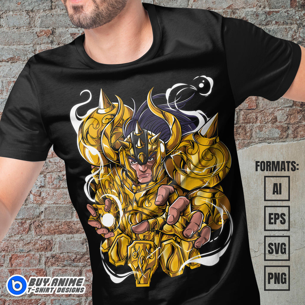 Premium Taurus Aldebaran Saint Seiya Anime Vector T-shirt Design Template