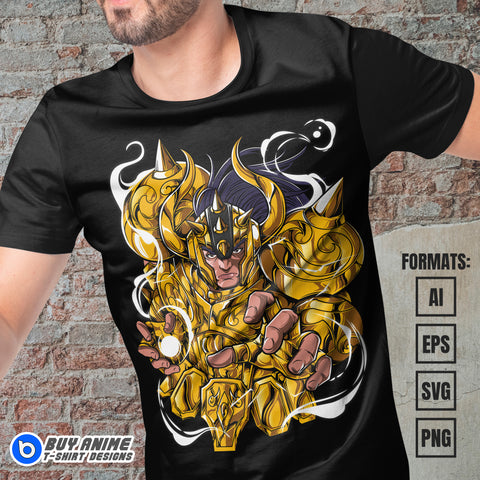 Premium Taurus Aldebaran Saint Seiya Anime Vector T-shirt Design Template