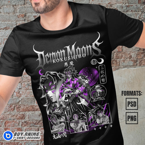 Premium Kokushibo Demon Slayer Anime Vector T-shirt Design Template #11