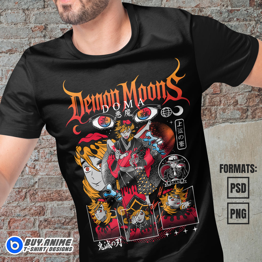 Premium Doma Demon Slayer Anime Vector T-shirt Design Template #3
