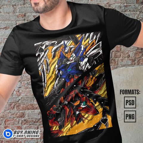 Premium Gundam Anime Vector T-shirt Design Template #7