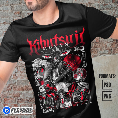 Premium Muzan Kibutsuji Demon Slayer Anime Vector T-shirt Design Template #7