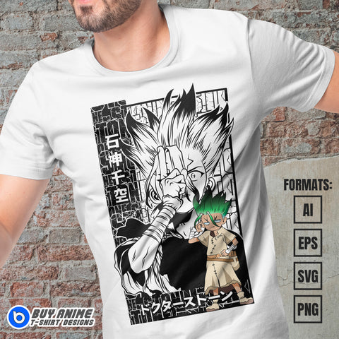 Premium Senku Ishigami Dr Stone Anime Vector T-shirt Design Template