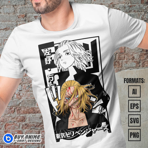 Premium Manjiro Sano Tokyo Revengers Anime Vector T-shirt Design Template #3