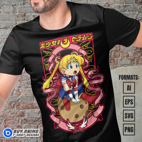 Premium Usagi Tsukino Sailor Moon Anime Vector T-shirt Design Template #2