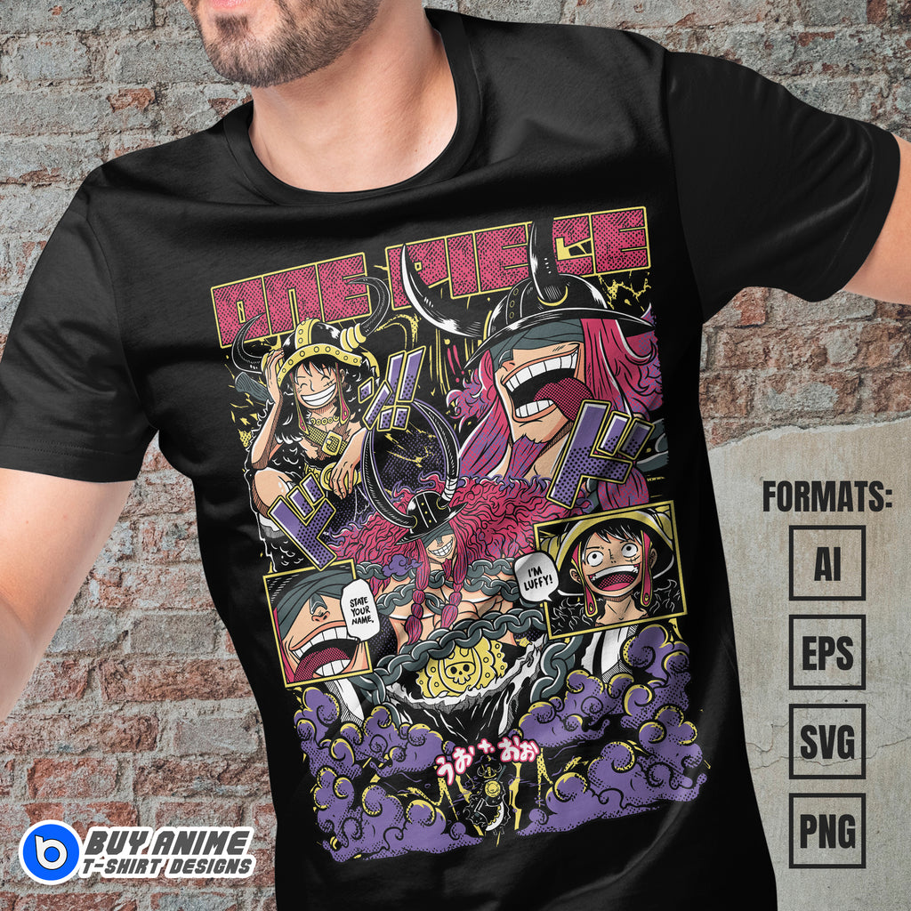 Premium Luffy x Loki One Piece Anime Vector T-shirt Design Template