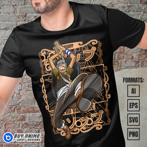 Premium Usopp One Piece Anime Vector T-shirt Design Template #6