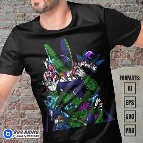 Premium Cell x Cell Jr Dragon Ball Anime Vector T-shirt Design Template