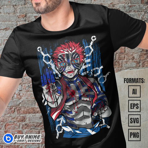 Premium Akaza Demon Slayer Anime Vector T-shirt Design Template #5