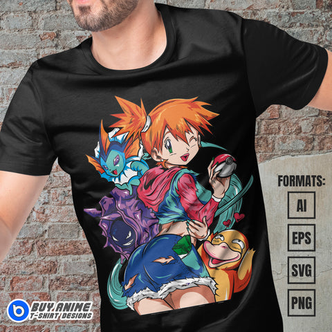Premium Misty Pokemon Anime Vector T-shirt Design Template #2