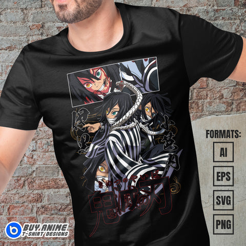 Premium Obanai Iguro Demon Slayer Anime Vector T-shirt Design Template #7