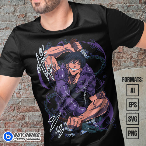 Premium Toji Fushiguro Jujutsu Kaisen Anime Vector T-shirt Design Template #17