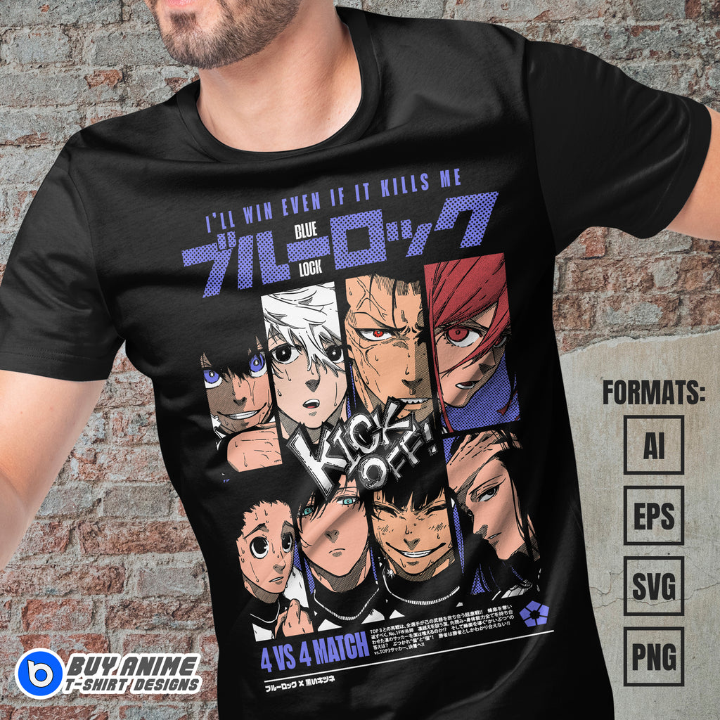 Premium Blue Lock Anime Vector T-shirt Design Template #8