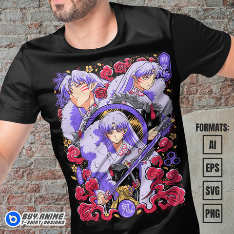 Premium Sesshomaru Inuyasha Anime Vector T-shirt Design Template #2