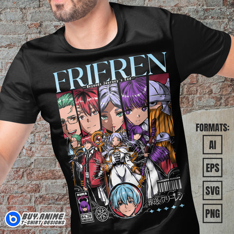 Premium Frieren Beyond Journeys End Anime Vector T-shirt Design Template #9