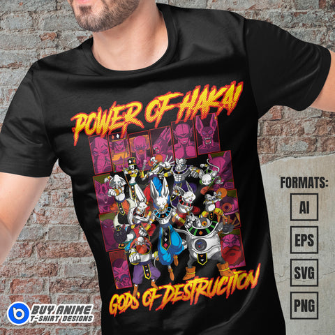 Premium Gods Of Destruction Dragon Ball Anime Vector T-shirt Design Template